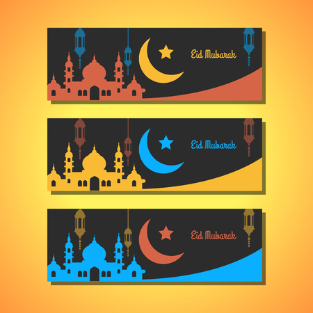 Ramadhan Kareem black greeting cards in three color versionのイラスト素材
