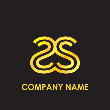 Initial letter SS elegant gold reflected lowercase logo template in black backgroundのイラスト素材