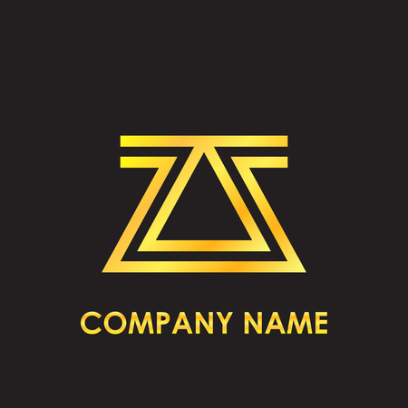 Initial letter ZZ elegant gold reflected lowercase logo template in black backgroundのイラスト素材