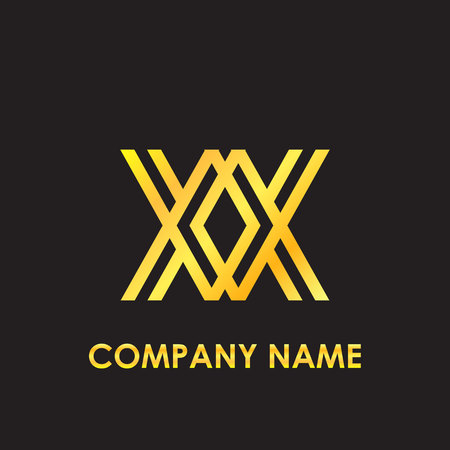 Initial letter XX elegant gold reflected lowercase logo template in black backgroundのイラスト素材
