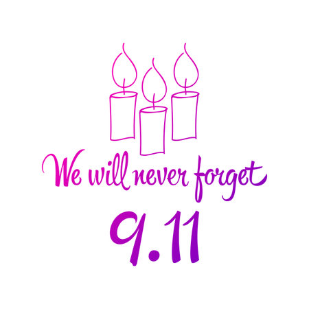 Patriot day, simple memorial design vector illustration 11 september. USA accident, world trade centre, we will never forget. Hand draw style, simple doodle.
