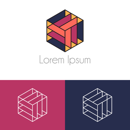 Abstract geometric lowercase flat logo design template. Colorful media icon. Vision Logotype concept idea.のイラスト素材
