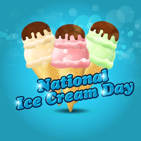 National ice cream day vector illustration for greeting card, poster and bannerのイラスト素材