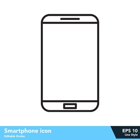 Smartphone icon in line style, with editable strokeのイラスト素材