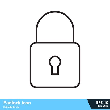 Padlock icon in line style, with editable stroke eps 10のイラスト素材