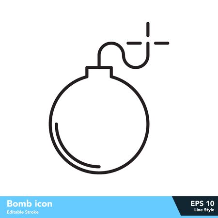 Bomb icon in line style, with editable strokeのイラスト素材