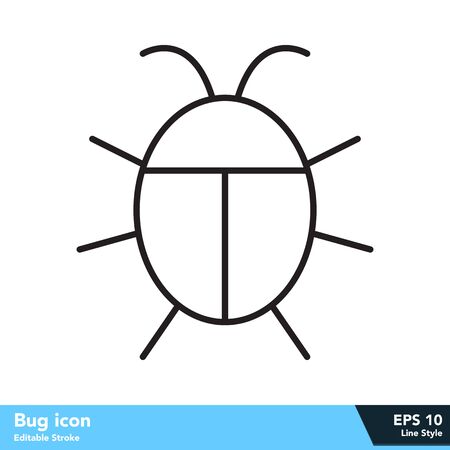 Bug icon in line style, with editable stroke eps 10のイラスト素材