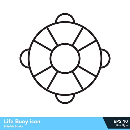 Life buoy icon in line style, with editable strokeのイラスト素材