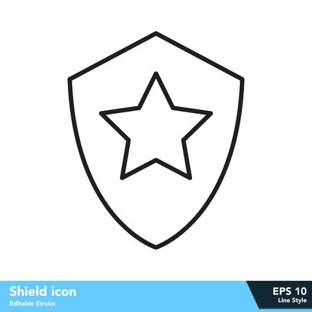Shield icon in line style, with editable stroke eps 10のイラスト素材