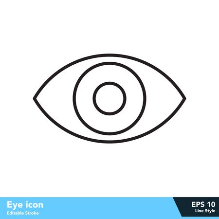 Eye icon in line style, with editable strokeのイラスト素材