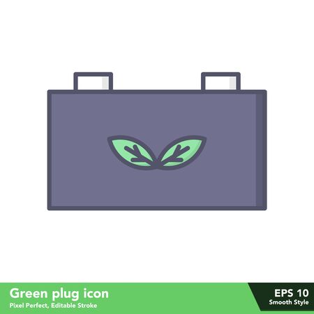 Green battery icon in smooth style, with pixel perfect and editable stroke eps 10のイラスト素材