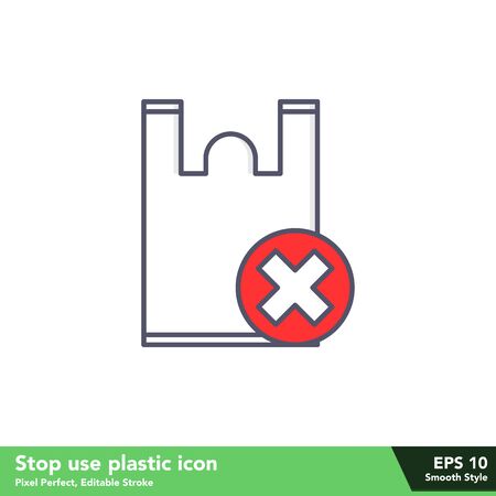 Stop use plastic icon in smooth style, with pixel perfect and editable strokeのイラスト素材
