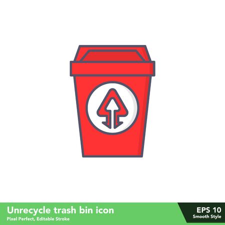 Unrecycle trash bin icon in smooth style, with pixel perfect and editable strokeのイラスト素材