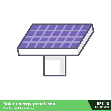 Solar panel icon in smooth style, with pixel perfect and editable stroke eps 10のイラスト素材