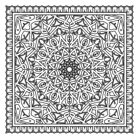 Mehndi flower for henna, mehndi, tattoo, decoration. decorative ornament in ethnic oriental style. doodle ornament. outline hand draw illustration. coloring book page.のイラスト素材