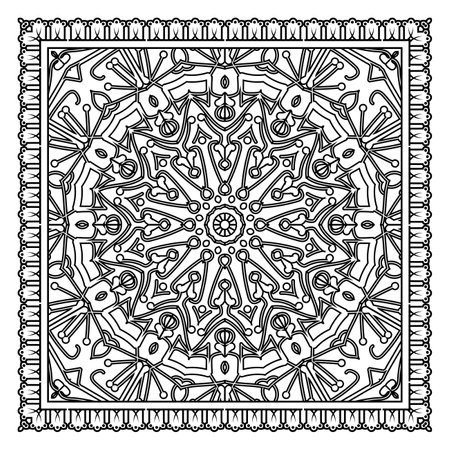Mehndi flower for henna, mehndi, tattoo, decoration. decorative ornament in ethnic oriental style. doodle ornament. outline hand draw illustration. coloring book page.のイラスト素材
