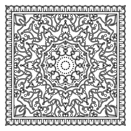 Mehndi flower for henna, mehndi, tattoo, decoration. decorative ornament in ethnic oriental style. doodle ornament. outline hand draw illustration. coloring book page.のイラスト素材