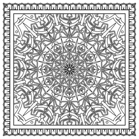 Mehndi flower for henna, mehndi, tattoo, decoration. decorative ornament in ethnic oriental style. doodle ornament. outline hand draw illustration. coloring book page.のイラスト素材