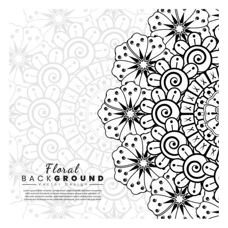 Mehndi flower for henna, mehndi, tattoo, decoration. Decorative ornament in ethnic oriental style, doodle ornament, outline hand draw. Coloring book page.のイラスト素材