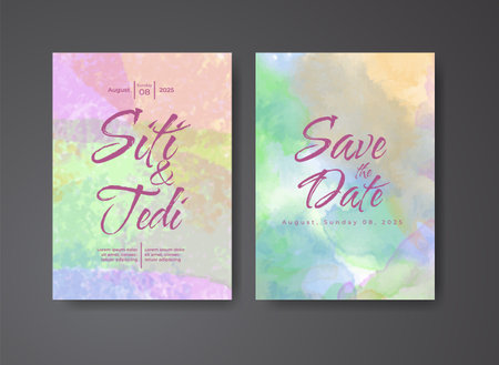 Wedding invitation with abstract watercolor backgroundのイラスト素材