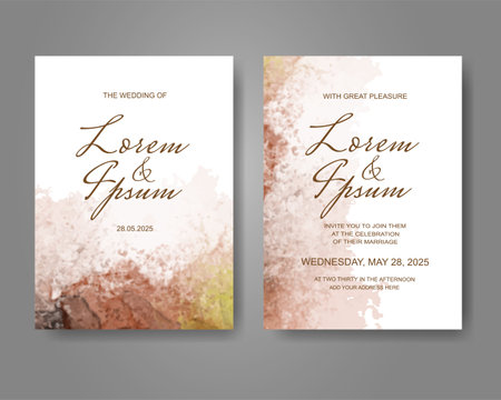 Wedding invitation with abstract watercolor backgroundのイラスト素材
