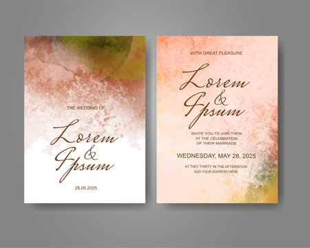 Wedding invitation with abstract watercolor backgroundのイラスト素材