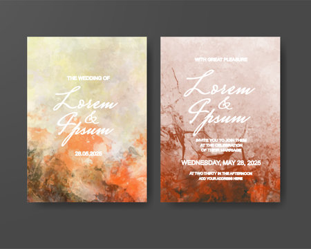 Wedding invitation with abstract watercolor backgroundのイラスト素材
