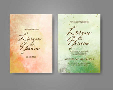 Wedding invitation with abstract watercolor backgroundのイラスト素材