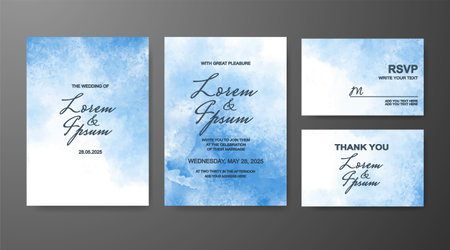 Wedding invitation with abstract watercolor backgroundのイラスト素材
