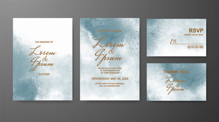 Wedding invitation with abstract watercolor backgroundの写真素材