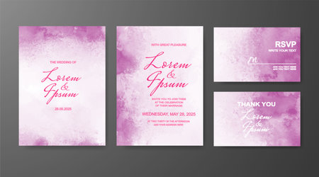 Wedding invitation with abstract watercolor backgroundのイラスト素材