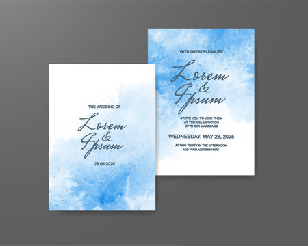 Wedding invitation with abstract watercolor backgroundのイラスト素材
