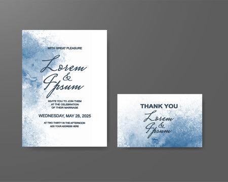 Wedding invitation with abstract watercolor backgroundのイラスト素材