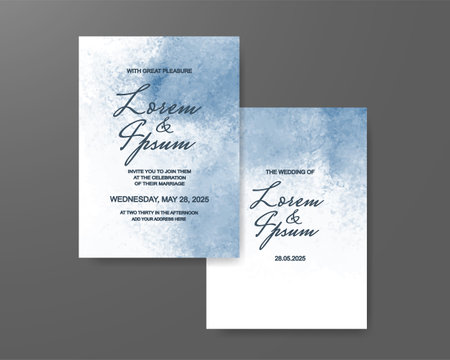 Wedding invitation with abstract watercolor backgroundのイラスト素材