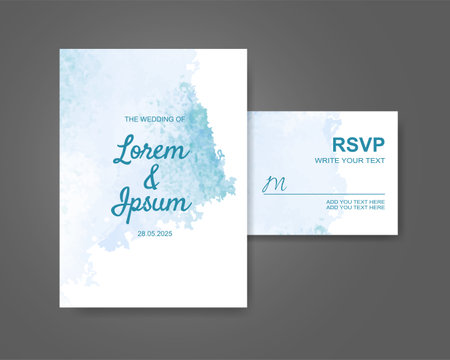 Wedding invitation with abstract watercolor backgroundのイラスト素材