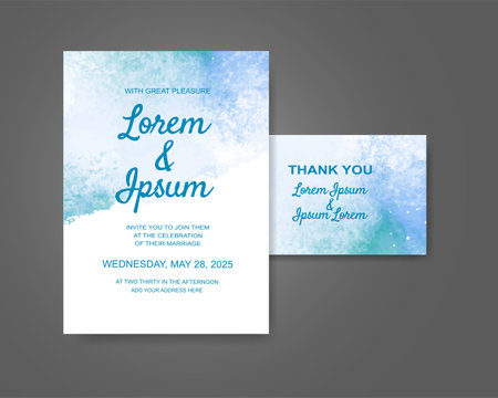 Wedding invitation with abstract watercolor backgroundのイラスト素材