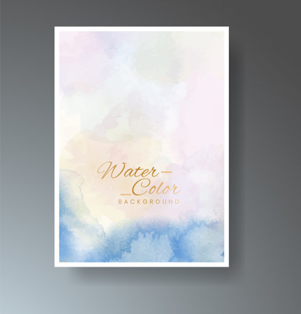 Cards with bright colorful vector watercolor background. Design for your date, postcard, banner.のイラスト素材