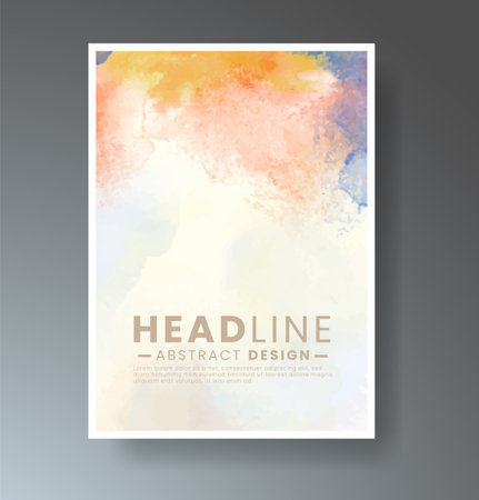 Cards with bright colorful vector watercolor background. Design for your date, postcard, banner.のイラスト素材