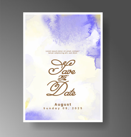 Wedding invitation with Abstract splashed watercolor backgroundのイラスト素材