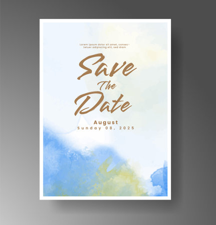 Wedding invitation with Abstract splashed watercolor backgroundのイラスト素材