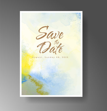 Wedding invitation with Abstract splashed watercolor backgroundのイラスト素材