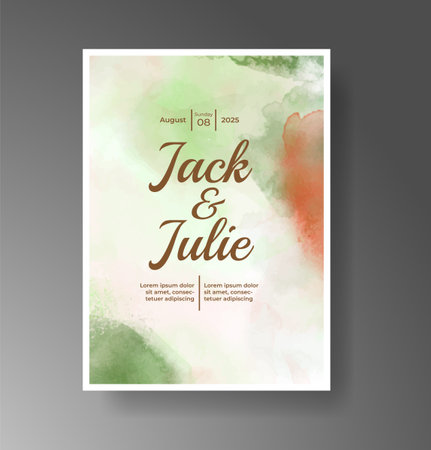 Wedding invitation with Abstract splashed watercolor backgroundのイラスト素材