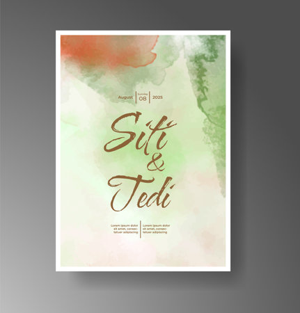 Wedding invitation with Abstract splashed watercolor backgroundのイラスト素材