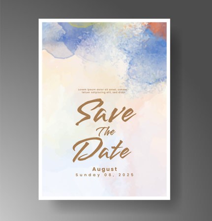 Wedding invitation with Abstract splashed watercolor backgroundのイラスト素材