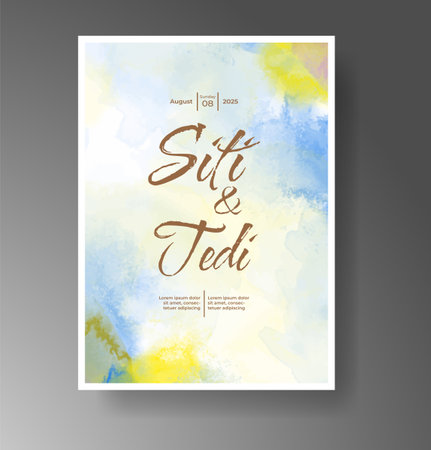 Wedding invitation with Abstract splashed watercolor backgroundのイラスト素材