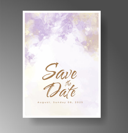 Wedding invitation with Abstract splashed watercolor backgroundのイラスト素材