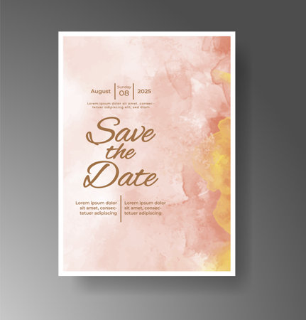 Wedding invitation with Abstract splashed watercolor backgroundのイラスト素材