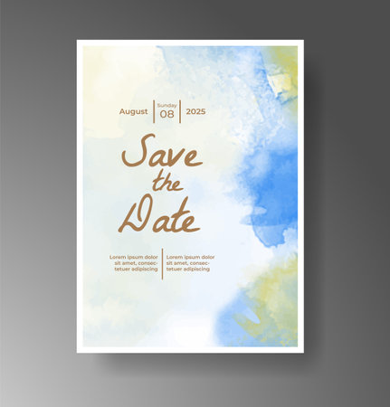 Wedding invitation with Abstract splashed watercolor backgroundのイラスト素材