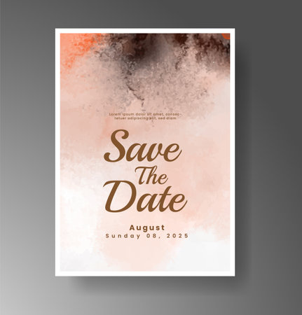 Wedding invitation with Abstract splashed watercolor backgroundのイラスト素材