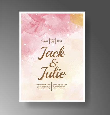 Wedding invitation with Abstract splashed watercolor backgroundのイラスト素材